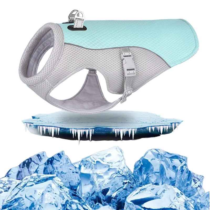

Ice Cooling Dog Vest Summer Mesh Clothes for Small Medium Large Dogs Outdoor Pet Cool Down Jackets Breathable Big Dog Harness