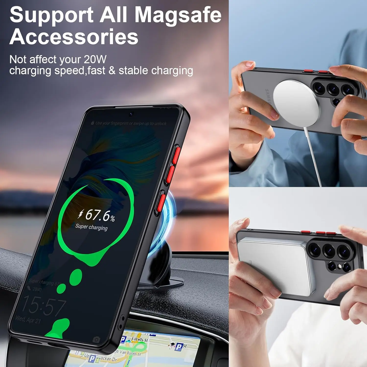 Matte Magnetic Shockproof Heavy Duty Phone Case with Enhanced Protection