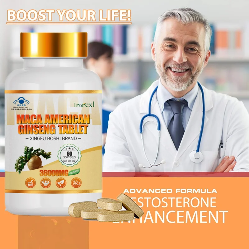 American Ginseng Capsule 60 Tablets Pure Non-GMo Supports Reproductive Health Natural Energizer