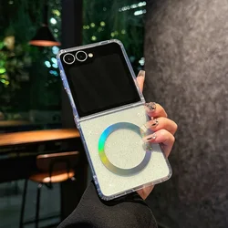 Glitter Stars Magnetic Shockproof Transparent Case with Wireless Charging Compatibility - Galaxy Z Flip5 (Colorful)