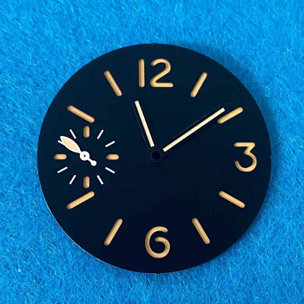 34.5mm Watch Dial Face Insert Parts with Watch Hands for ETA6497/ ST3600 Movement Green Luminous Accessories Modify watch dial accessories watch face accessories