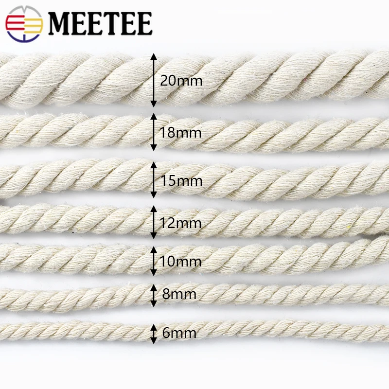 5/10Meters Fashion Durable Natural Cotton Cord High Tenacity Twisted Rope  for Bag Decoration DIY Home Textile Accessories KY338