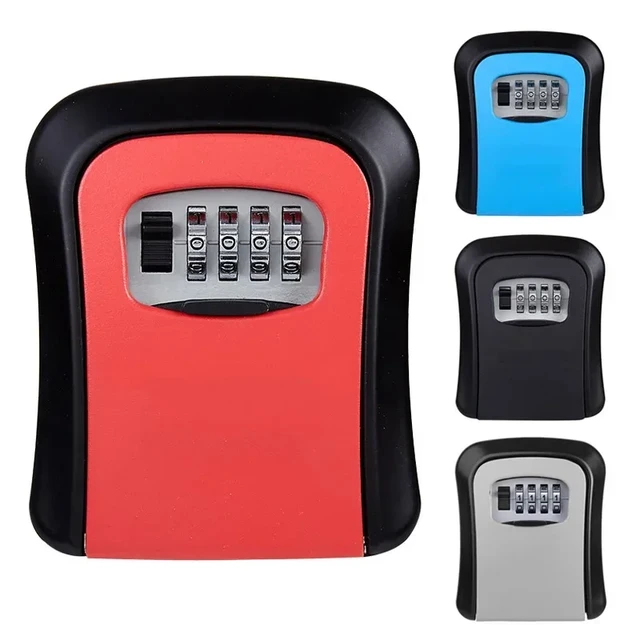 Caja de seguridad para llaves Caja de seguridad exterior para llaves Caja  de seguridad con combinación de 4 dígitos para exteriores Montaje en pared  Almacenamiento de llaves de seguridad portátil