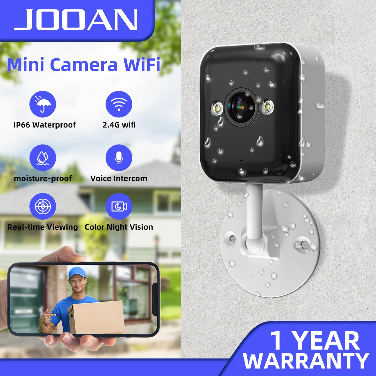 JOOAN 1080P 미니 와이파이 카메라 야외 모션 감지 보안 IP 카메라 5G WiFi 나이트 비전 방수 스마트 윈도우 카메라