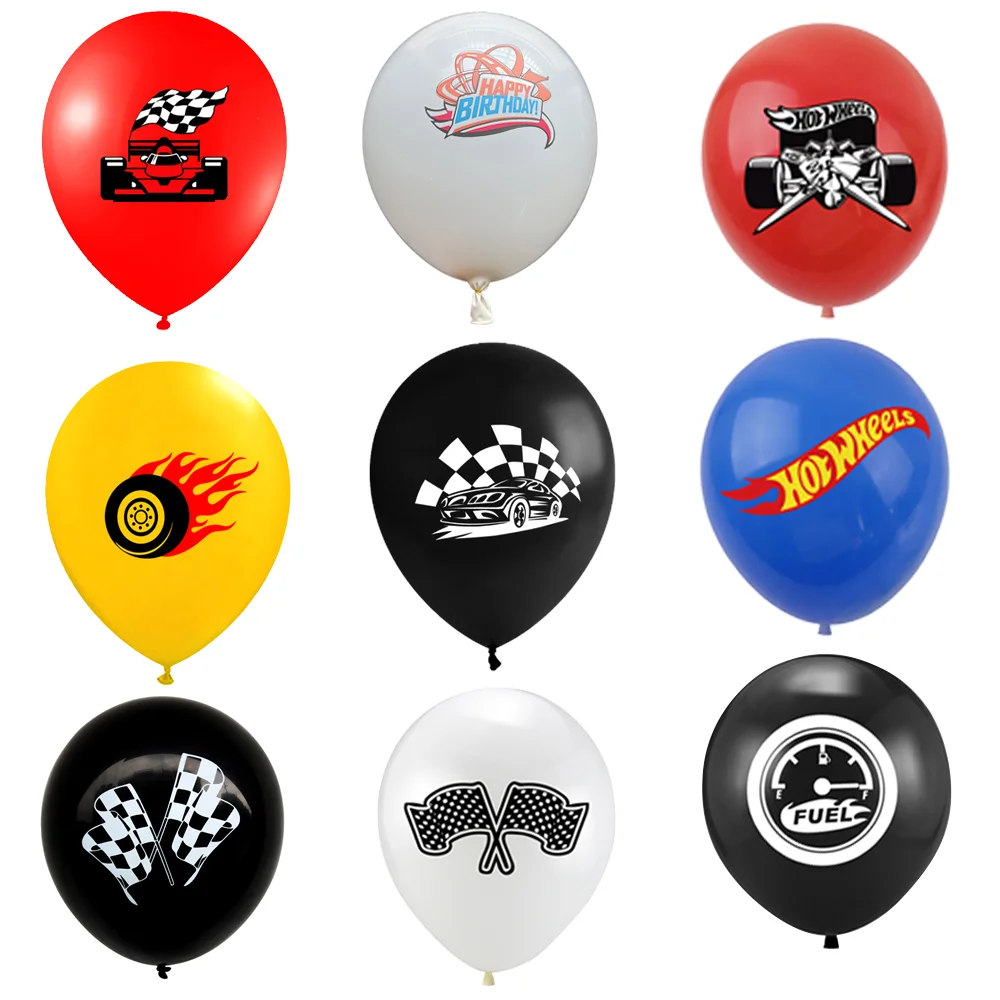 

10Pcs 12Inch Race Car Inflatable Latex Balloons Hot Wheels Birthday Party Decoration Racing Car Theme Baby Shower Party Supplies