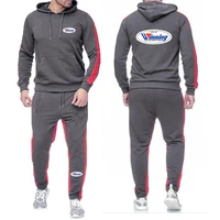 Winning Boxing Men's New Spring and Autumn Pullover Hoodies + Sweatpants Sports Comfortable Solid Color Two-piece Sets 2