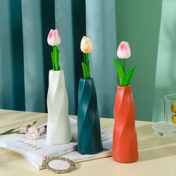 Home DIY Plastic Flower Vase White Imitation Ceramic Flower Arrangement Container Pot Basket Modern Decoration Vases For Flowers