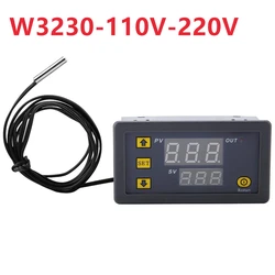 Compact Digital Temperature Control LED Display Thermostat with Heat/Cooling Functionality (AC 110-220V)