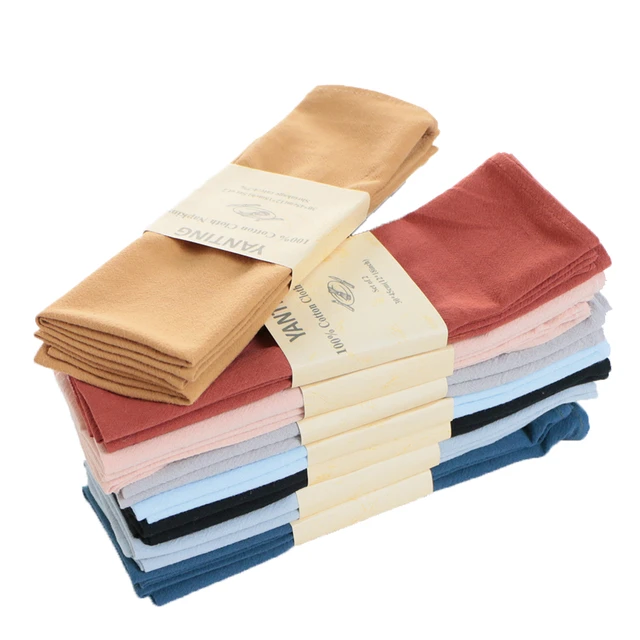 Set Of 12 30x45cm Table Cloth Napkins Cotton Durable Fabric Reusable  Uniform Color For Kitchen Dining