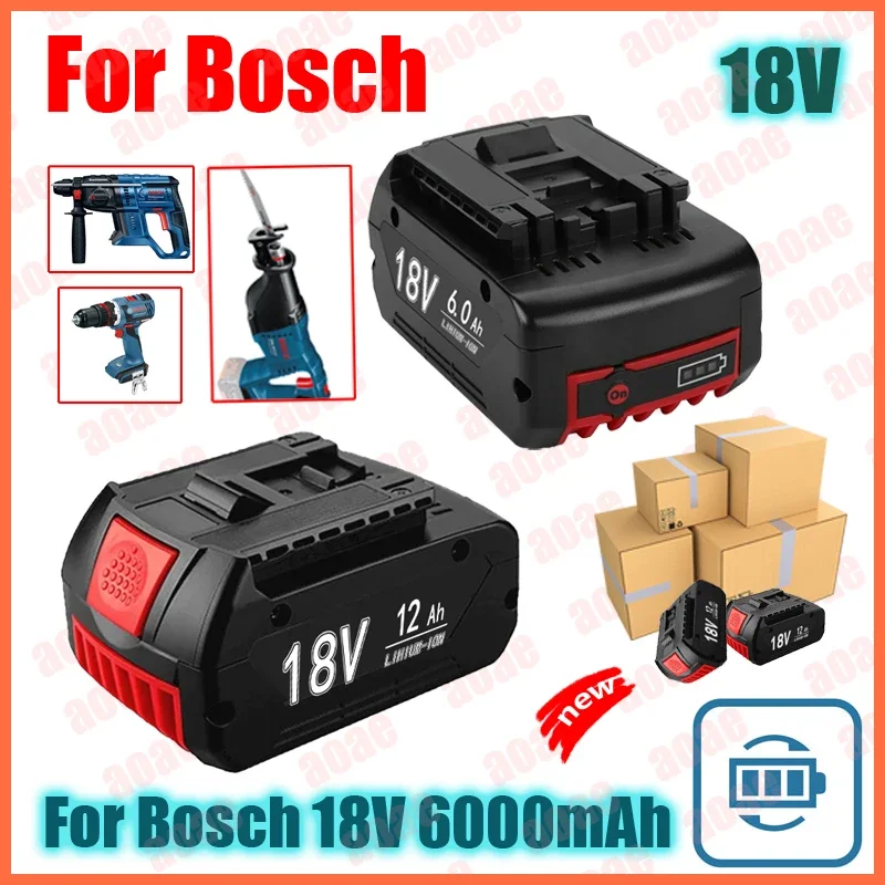 

Lastest Upgraded 18V6.0Ah Rechargeable Li-Ion Battery for Bosch 18V Power Tool Backup Portable Replacement Battery BAT609 BAT620
