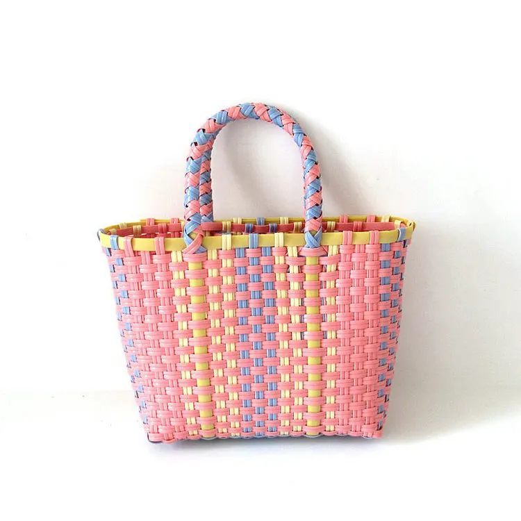Colourful woven shoulder handbag with strap, ideal for casual daily use or outings – includes free shipping in Singapore.
