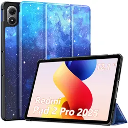 Ultra Thin Smart Trifold Stand PU Leather Protective Tablet Case with Auto Sleep/Wake (Blue Starry Sky)