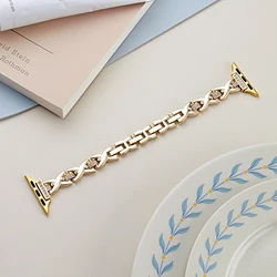 Elegant Diamond Metal Strap for Apple Watch - Premium Bracelet Design (Gold)
