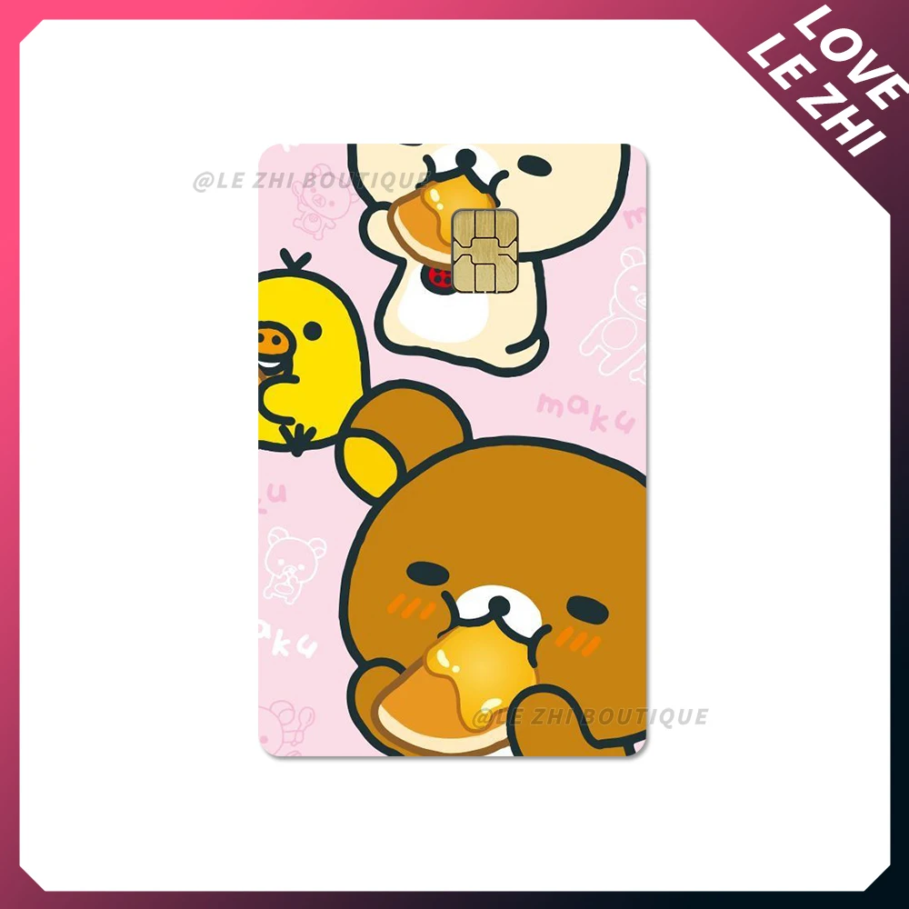 Japan Anime Cute Cartoon Bear Credit Debit Card Sticker Kawaii Bus Pass Diy Waterproof Small Chip Film Sticker Decoration