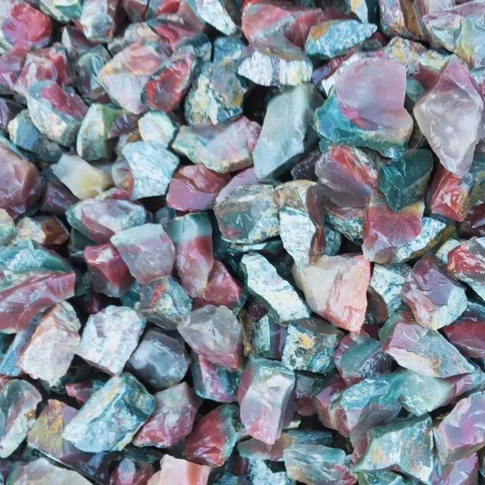 500G Nature Stone Red Green Jade Qin Ziyu Purple Green Agate Raw Stone Natural Qiao Color Raw Stone Learning Materials Beads