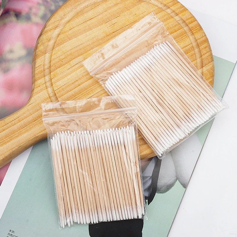 100pcs Disposable Double-headed Cotton Swab Micro Brush Kapok Ear Cleaning Stick Eyelash Extension Glue Removal Tool