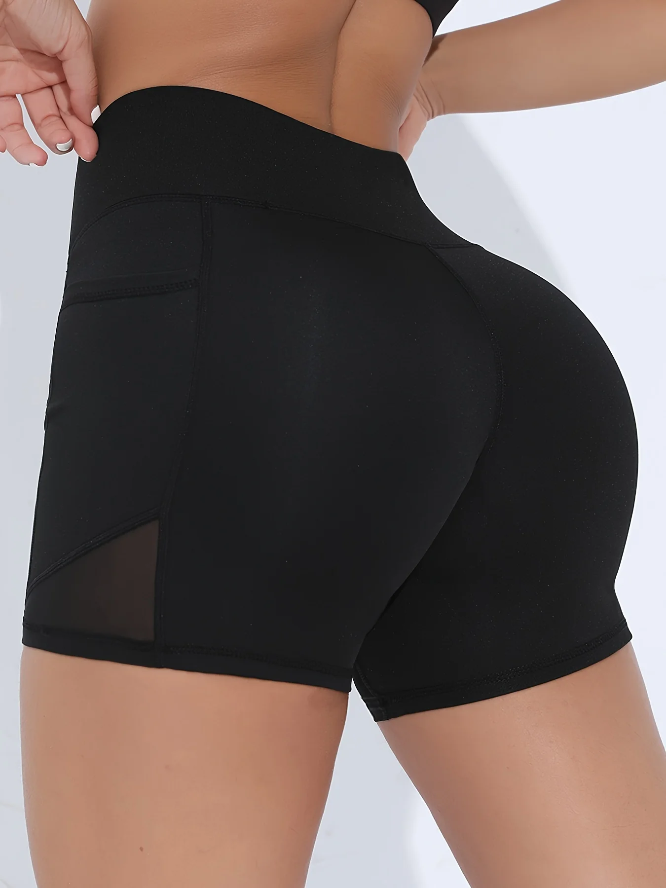 Sports Shorts Running Shorts Yoga Shorts Workout Shorts Women Cross High Waist with Pockets Tummy Tuck Exercise Tight