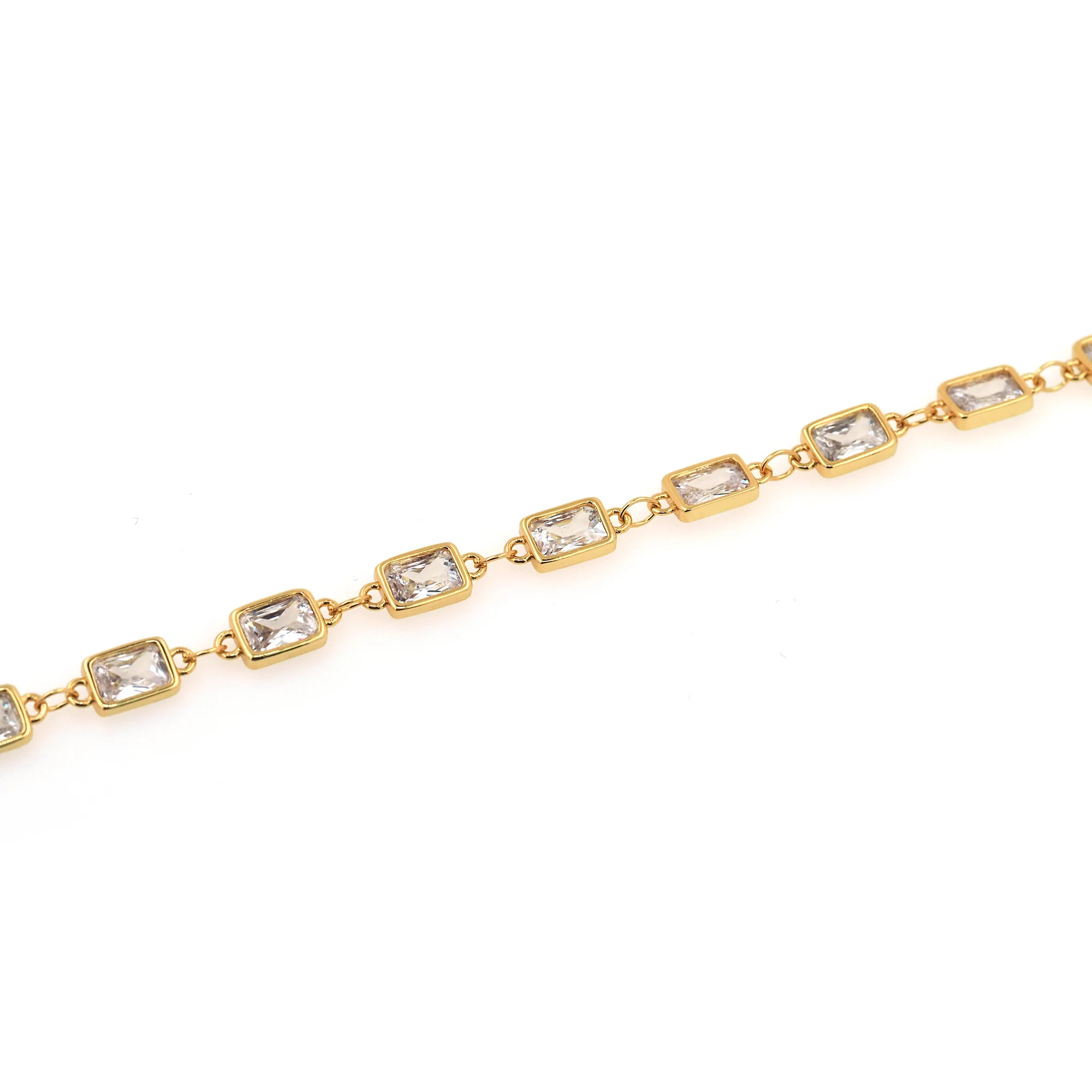 

1 Meter Gold Filled Semi-Finished Products Rectangular Zircon Chains Handmade Chains DIY Necklace Bracelet Accessories