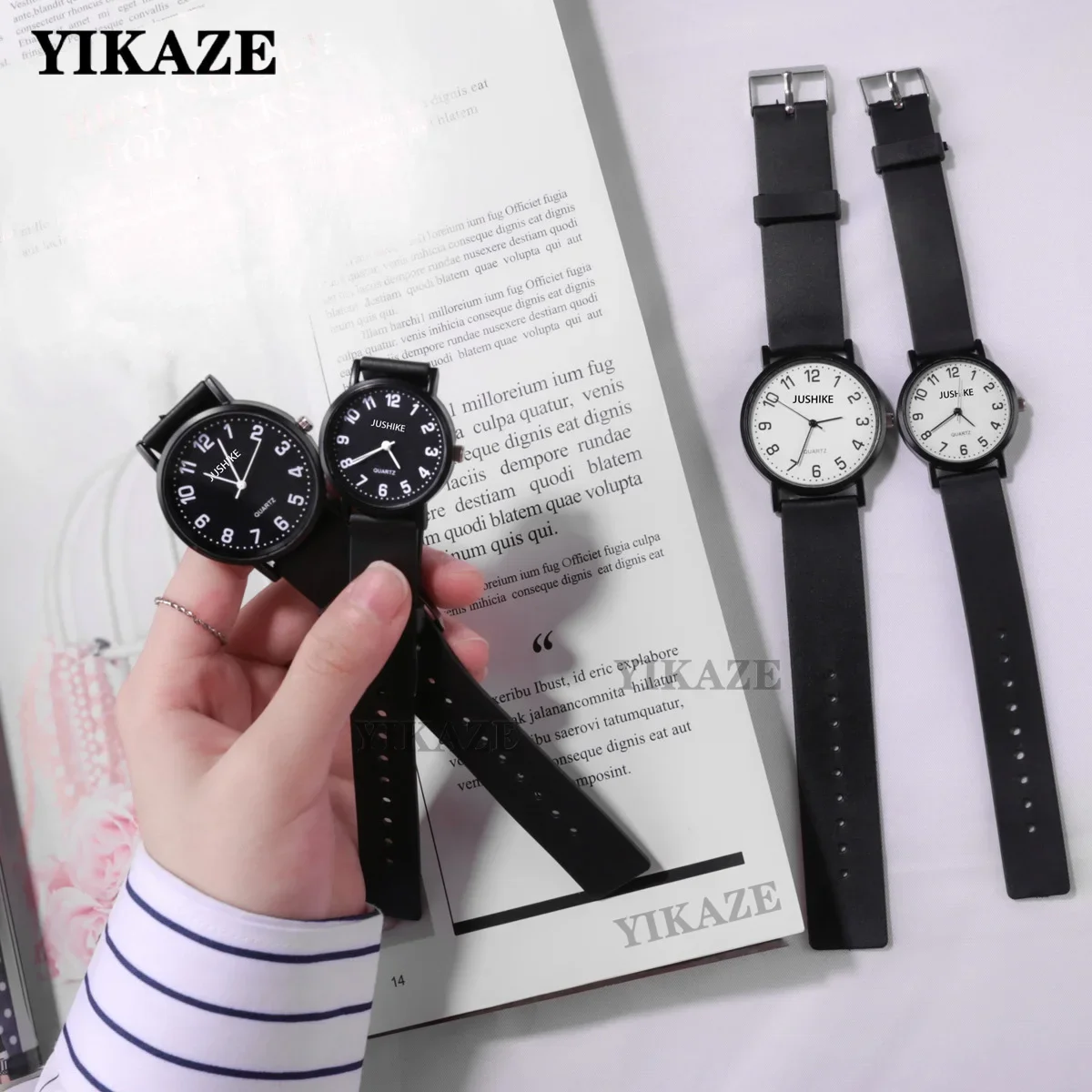 YIKAZE Women Watches Simple Quartz Watch Silicone Strap Wristwatch Minimalist Design Roud Girl Ladies Student Women's Watch Gift