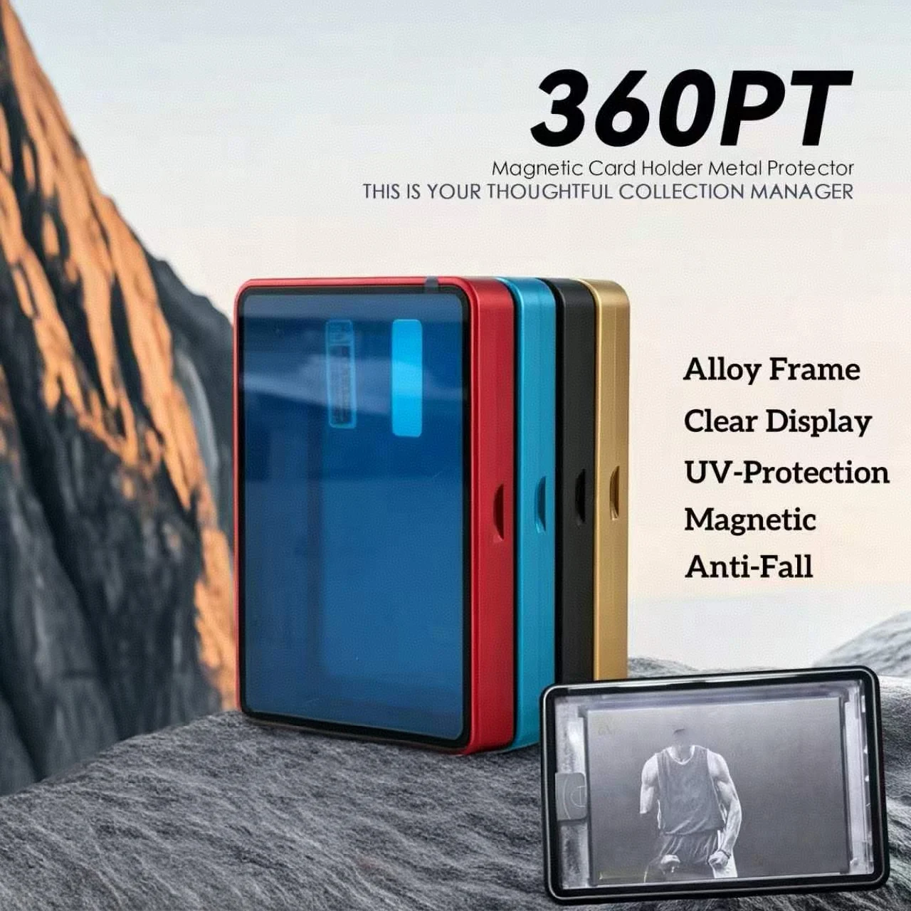 Premium Aluminum Alloy Magnetic Card Display Case with UV Protection