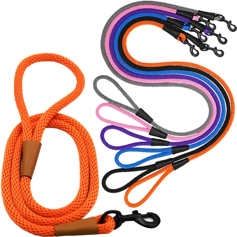DogPetLeashNylonMultilayerBraidedDogsLeashesOutdoorDogWalkingTrainingLeadsRopes