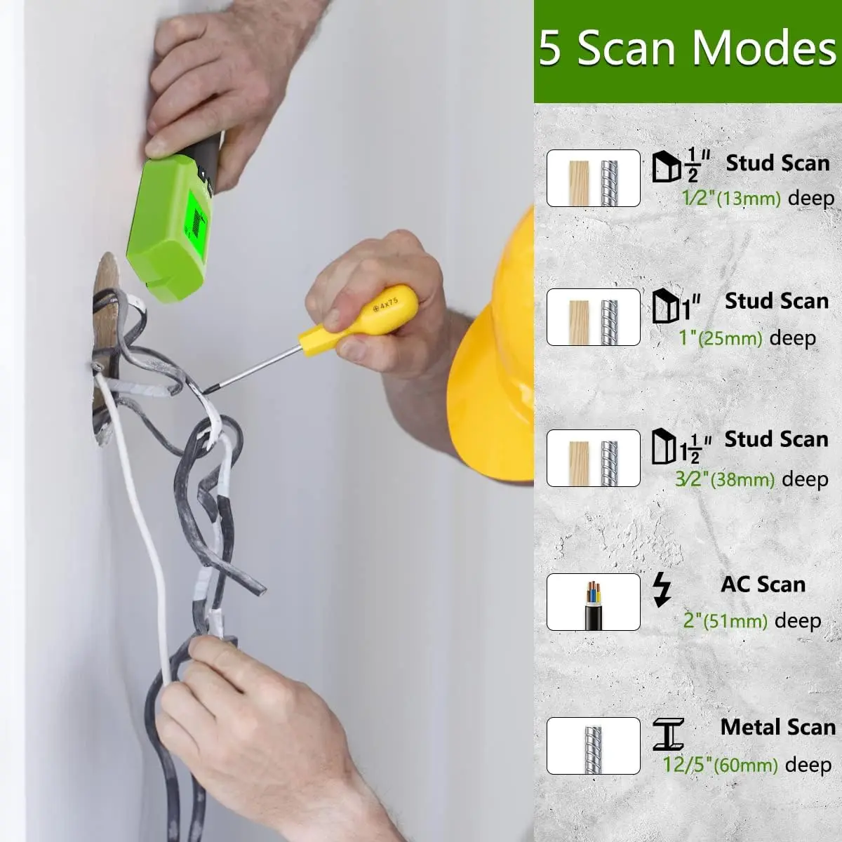 5 in 1 Wall Scanner Detector,Digital Stud Finder with LCD Display, Metal/AC Wire