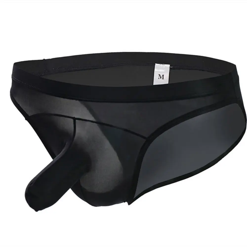 

Men's Briefs Ice Silky Panties Ultra-thin Breathable Underpants Man Low Waist Solid Trunk Elephant Nose Gay Slips Lingerie