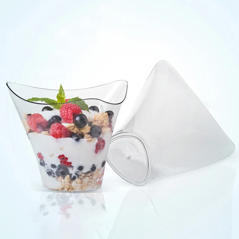 10Pcs 100ML Disposable Plastic Dessert Cups for Birthday Christmas Wedding Party