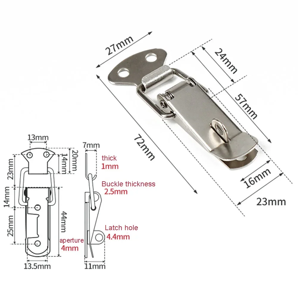 4pc Toggle Hasp Latch Stainless Steel Buckle Padlock Lock Spring Duckbill Box Luggage Lock Buckle Wood Box Metal Anti-theft toggle latch clamp