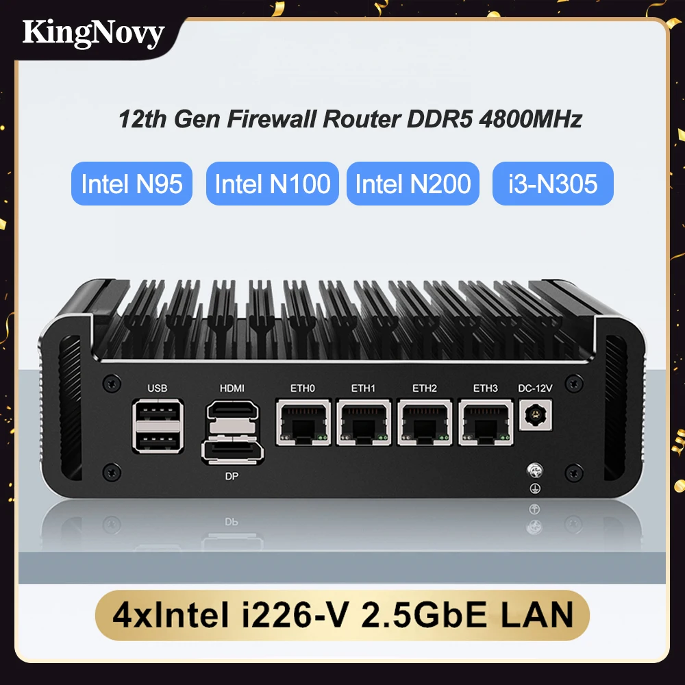 Micro Firewall Appliance, Mini PC, HUNSN RJ44, Intel Core I3 N305