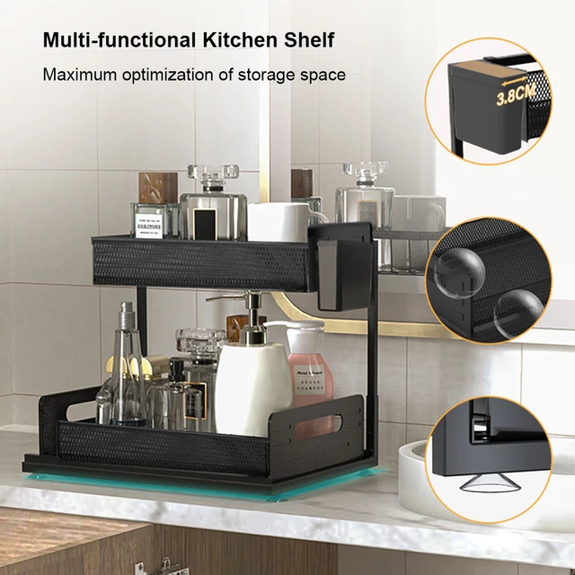 1pc Under Sink Organizer, 2-Tier L-Shape Sliding Drawer Type Under Sink  Organizers And Storage, Under Countertop Storage Basket, Pull-Out Type  Cabinet