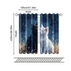 2 pcs, filtering curtains (excluding rods, non-movable, without batteries) Adorable Cat Snuggles for use in bedrooms and living 4