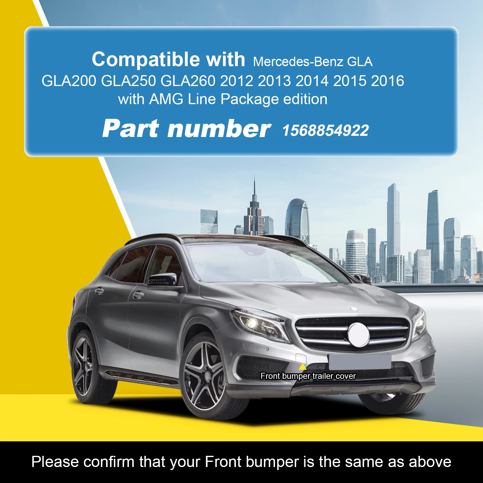 Front Bumper Tow Hook Cap Towing Eye Cover For Mercedes-Benz GLA GLA200 GLA250 2012- with AMG Line Package edition1568854922