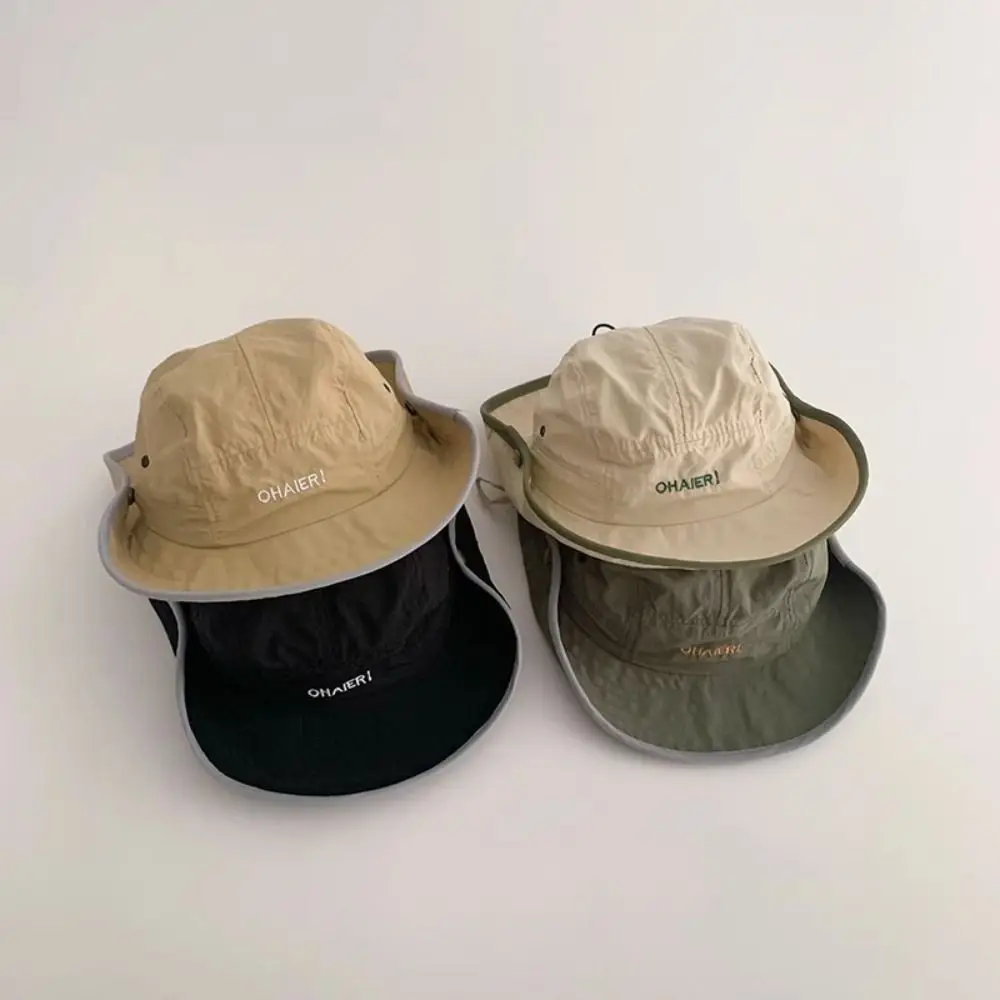 Cute Summer Baby Bucket Hat Korean Letter UV Protection Children Sunhat Quick-dry Outdoor Fisherman Hat Boys Girls