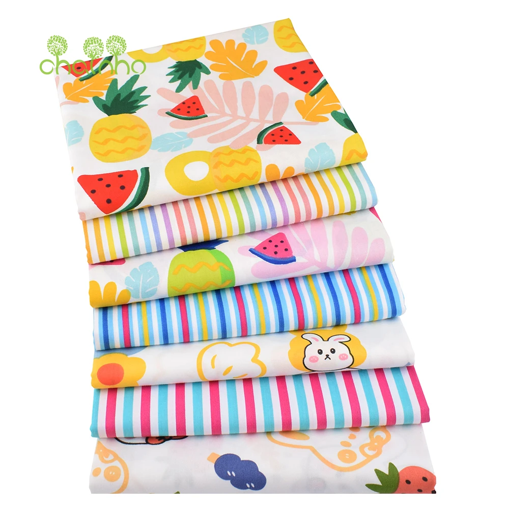 Chainho, твиловая плетеная хлопковая ткань с принтом, рукоделие, Лоскутная Ткань, домашний текстиль, Цветочная серия, 3 размера, 3C48