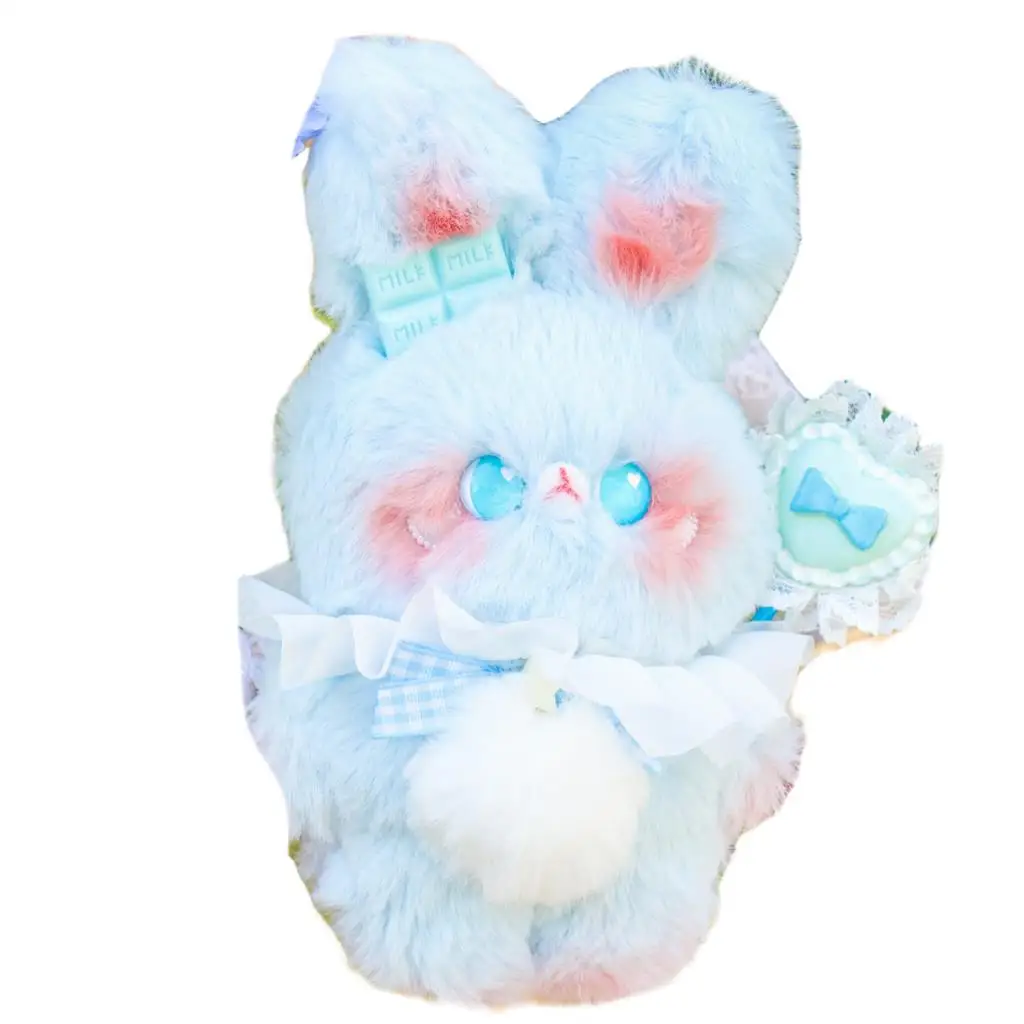 Original Handmade Doll Plush Diced Rabbit Holding Sweethearts Birthday Gift Circus