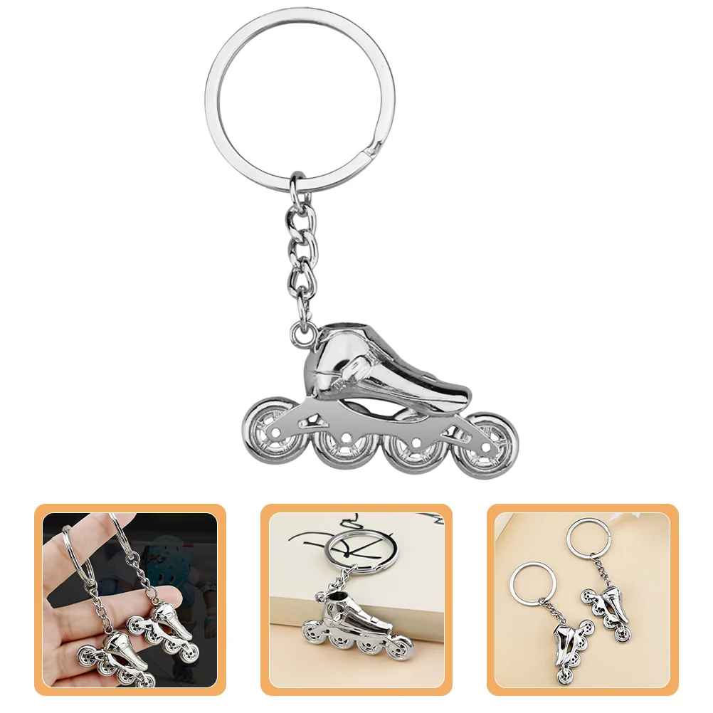 Roller Skate Keychain Durable Zinc Alloy Lightweight Skating Charm Silver Keychains Wallet Chain Key Ring Bulk Women Men