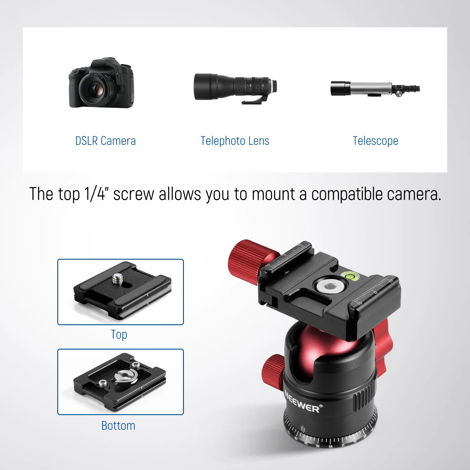 Neewer Low Profile DSLR Camera Statief Kogelhoofd, 44 mm Neewer Low Profile DSLR Camera Statief Kogelhoofd, 44 mm