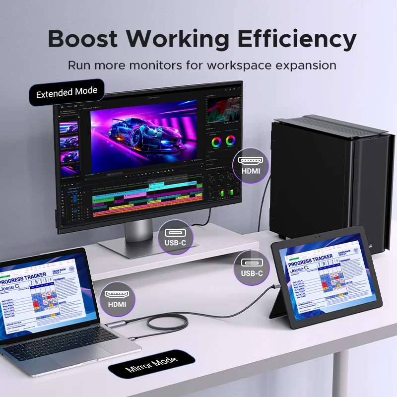 UGREEN HDMI to USB C Cable Adapter Audio Video Display 4K 60Hz HDR HDCP2.2 Dolby with USB Power Supply For PS4/5 Switch Xbox PC