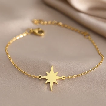 Stainless Steel Bracelets Simple Fine Polaris Design Pendant Chains Fashion Charms Bracelet