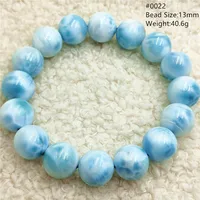 Natural Blue Larimar Round Beads Bracelet Jewelry Big Size For Women Men Water Pattern Beads Larimar Jewelry AAAAAA 47