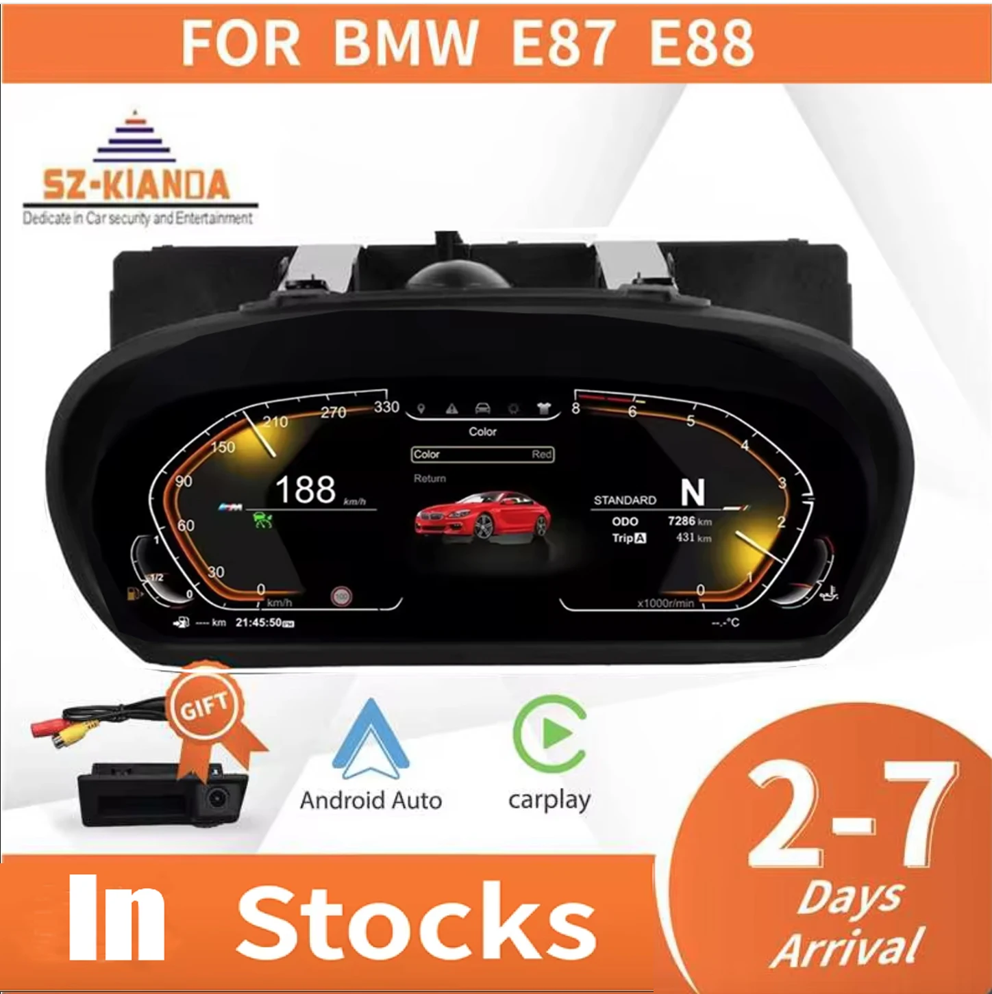 계기판 속도계 대시보드 디스플레이 헤드업, 2025 최신 오리지널 LCD 디지털 클러스터, BMW 1 시리즈 E81 E82 E87 E88 용 12.3 인치