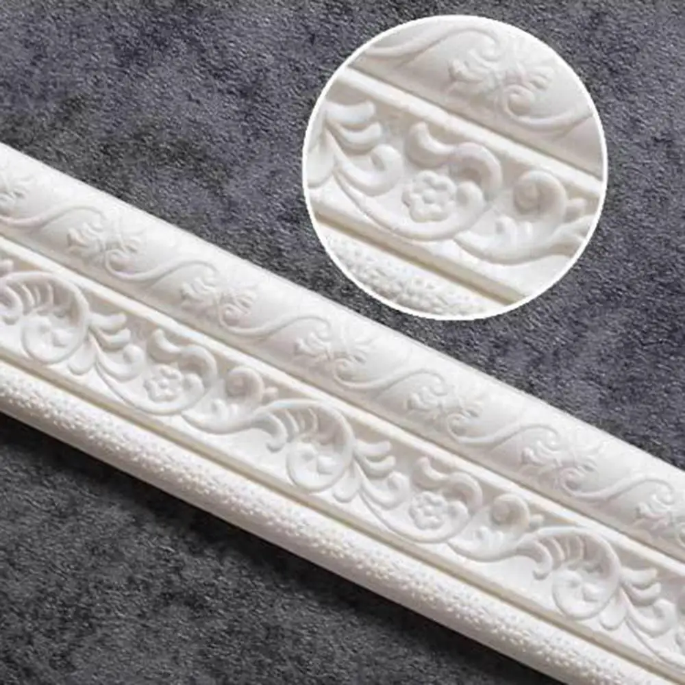 Description Picture 6 of item2.3m 3D Self Adhesive Wall Trim Line Skirting Border Waterproof Baseboard Wallpaper Sticker For Living Room Home Decoration