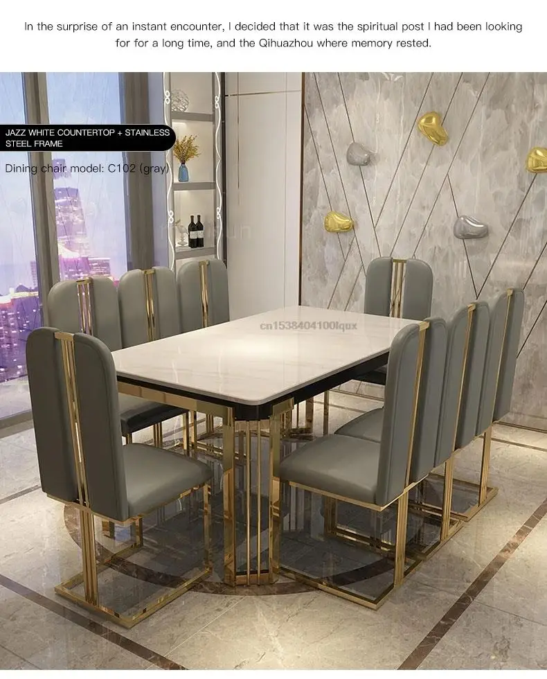 Description Picture 3 of itemNordic Light Luxury Marble Dinning Table New Modern Simple Rectangular Dinner Dining Table Mesa Plegable Kitchen Furniture