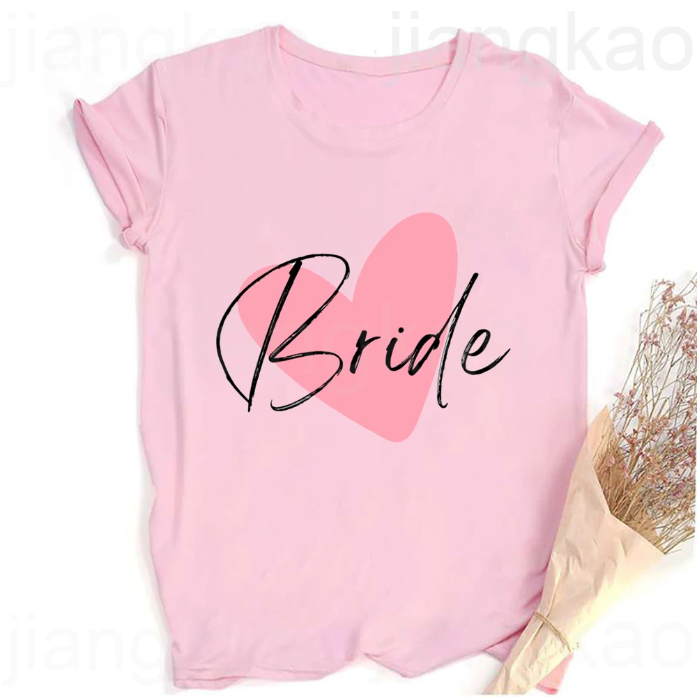 Heart Printed Team Bride Shirts Bride Bachelorette Party T-shirt Hen Party Bridal and Friends Family T-shirt Bridesmaid Outfit 3
