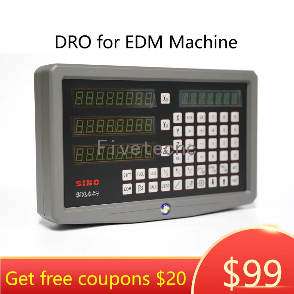 

SDS6-3VE 3 Axis EDM Digital Readout Controller Counter Metal Casing Display for EDM Machine DRO 110V/220V