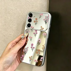 Luxury Floral Mirror Phone Case Cover for Galaxy S23 Ultra (PP26)