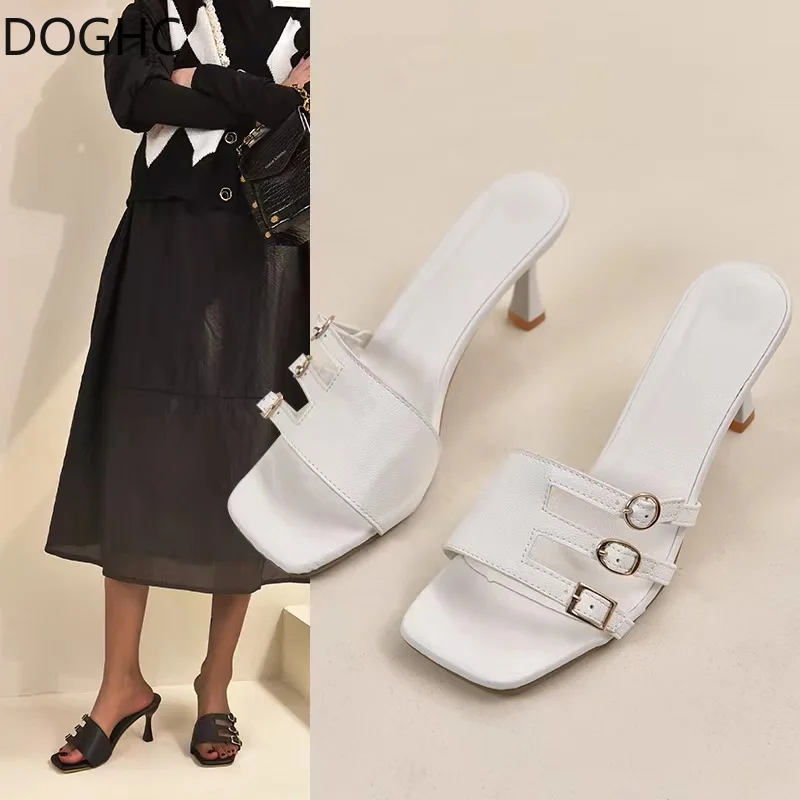

Women's Slippers High Heels Dress Shoes Belt Slippers Black Sexy High Heels Women's Summer Slippers Plus Size Slippers