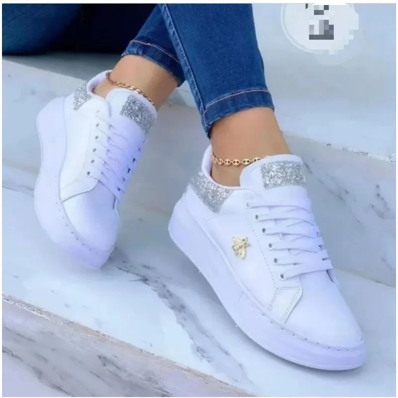 2025 Autumn Shoes Waterproof White  Version Lace Up Casual Flat Sport Shoes Ladies Vulcanized Sneakers for Women Korean 2