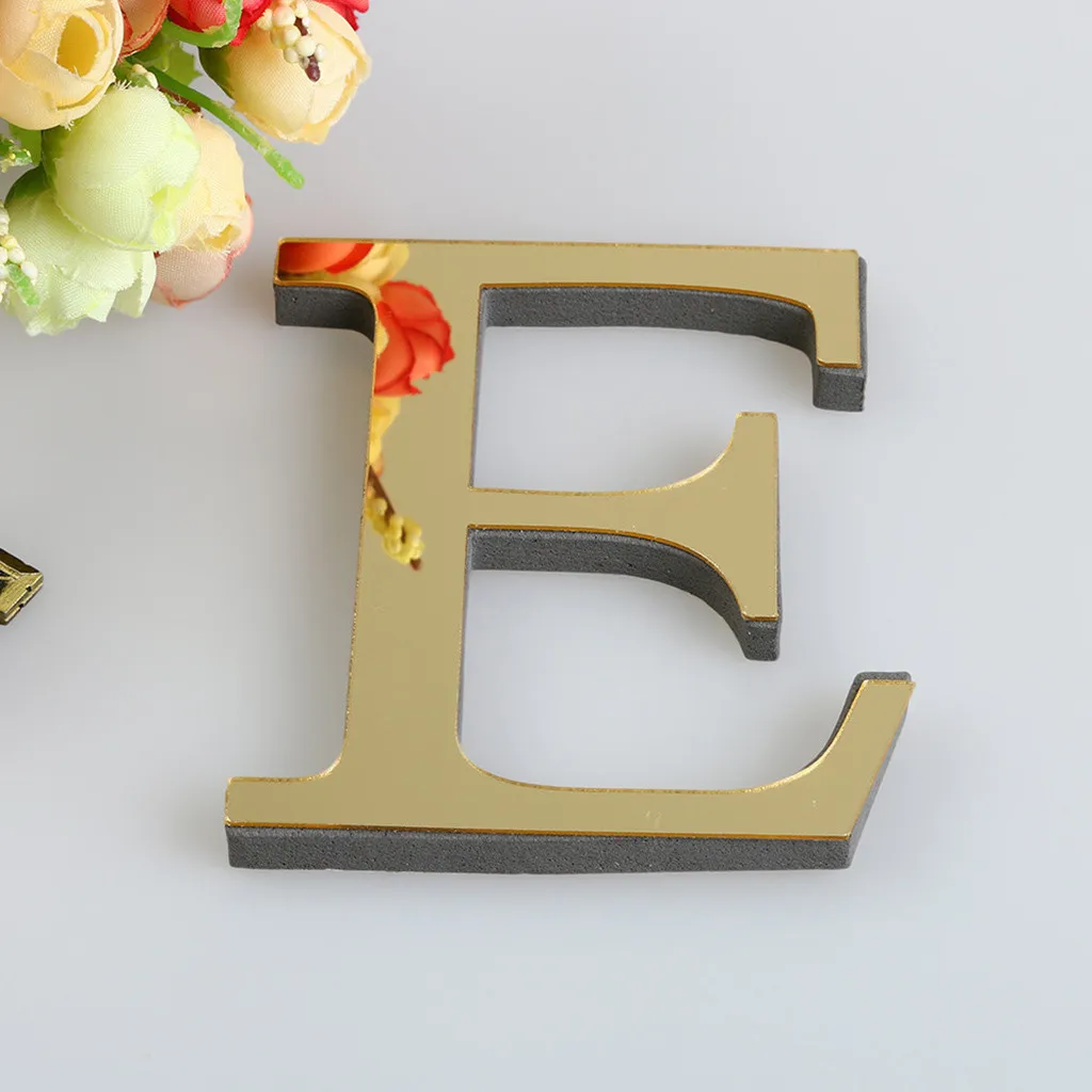 3D English Letters Mirror Wall Stickers Gold Decorative Name Alphabet Poster Crafts For Home Wedding Wall Decor DIY Art Mural images - 6